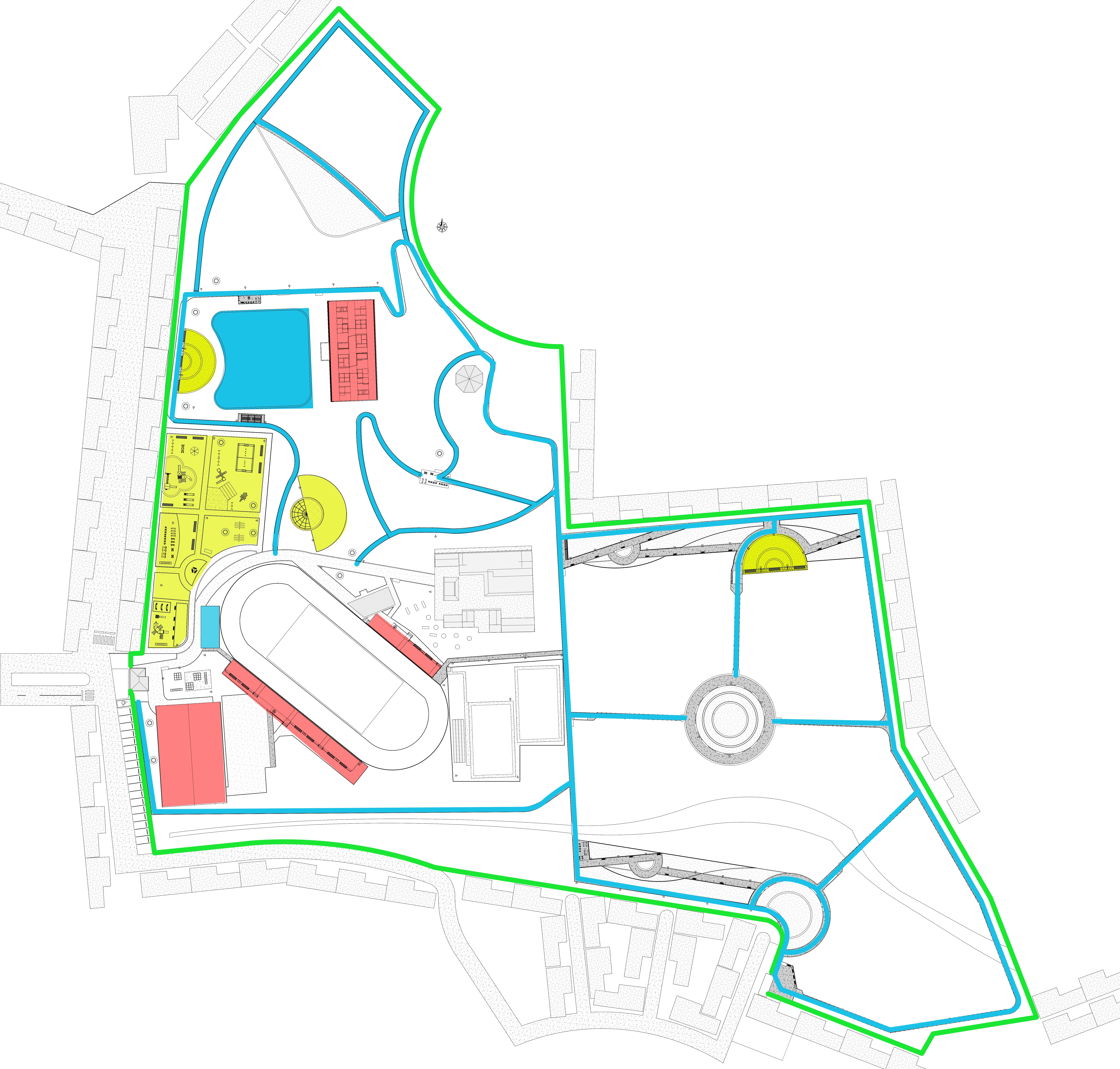Mapa del Parque Santa Catalina — distribución de los 11 componentes